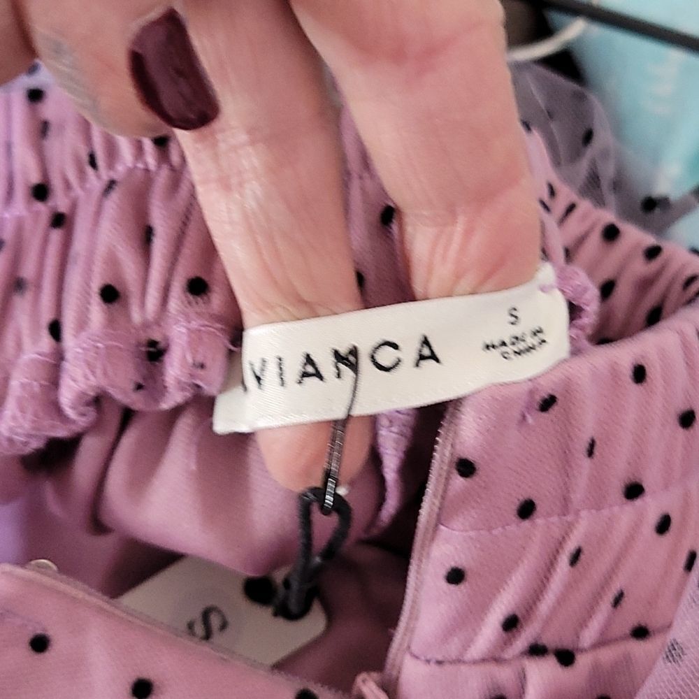 O. VIANCA Georgette Black Polka Dots on Pink‎ Maxi Skirt Small - Picture 9 of 9